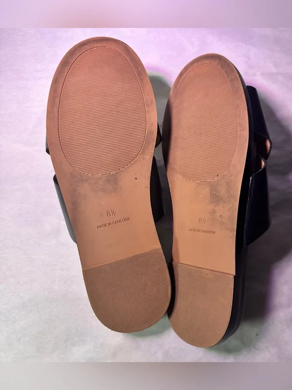 Madewell Black Crossband Leather Slide Sandals - Image 9