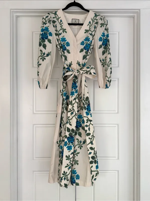 Tuckernuck Cerulean Vine Cotton Poplin Lachlan Dress - Small - Image 2