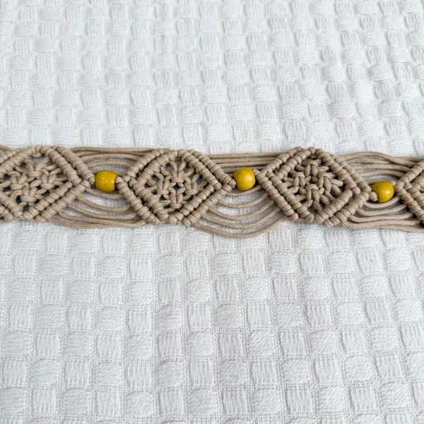NWT Macrame Boho Woven Rattan Straw Rope Braid Waist Belt Khaki Tan - Image 11