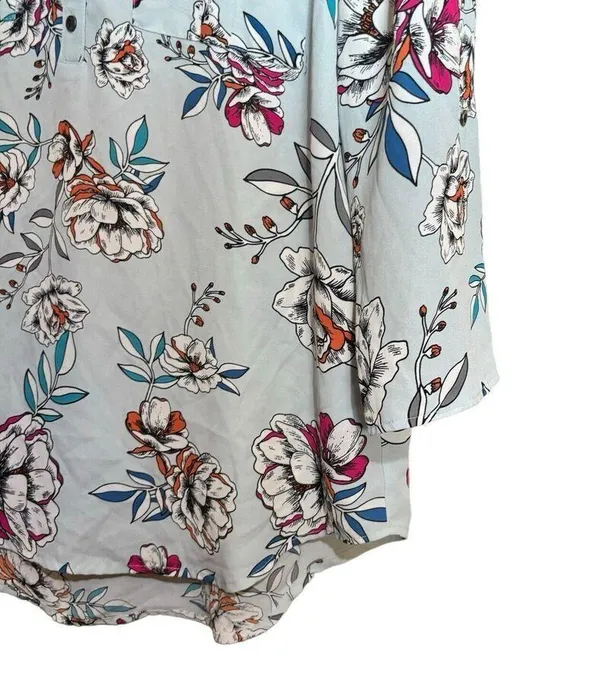 Maurices Tunic Top Womens Medium Multicolor Floral Print Popover V Neck Blouse - Image 5