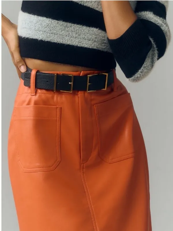 Anthropologie Maeve The Colette Faux Leather Skirt XS - Image 3