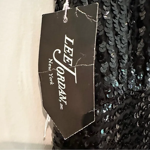 Lee Jordan Vintage Sequin Formal Dress Women's 14 Black‎ Evening 70s Whimsigoth - Image 4