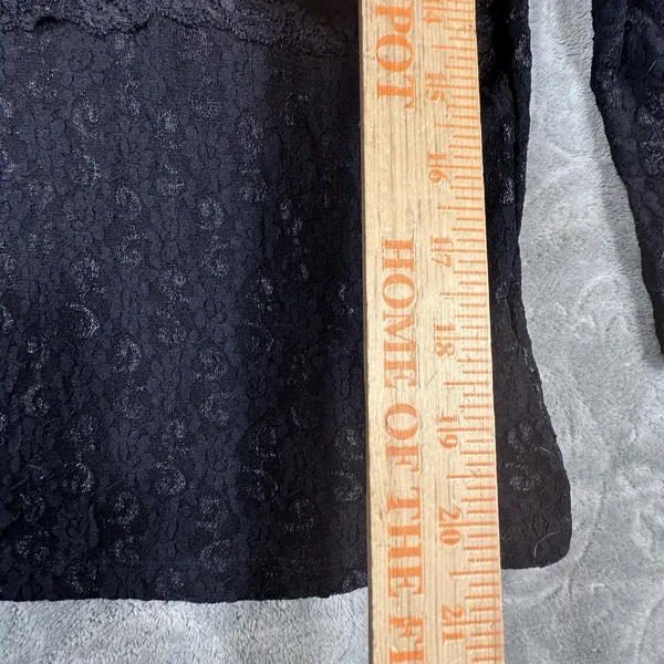 Banana Republic Black Lace Wrap Top Women Large Ribbon Waist Tie Victorian Whimsigoth Romantic - Image 5