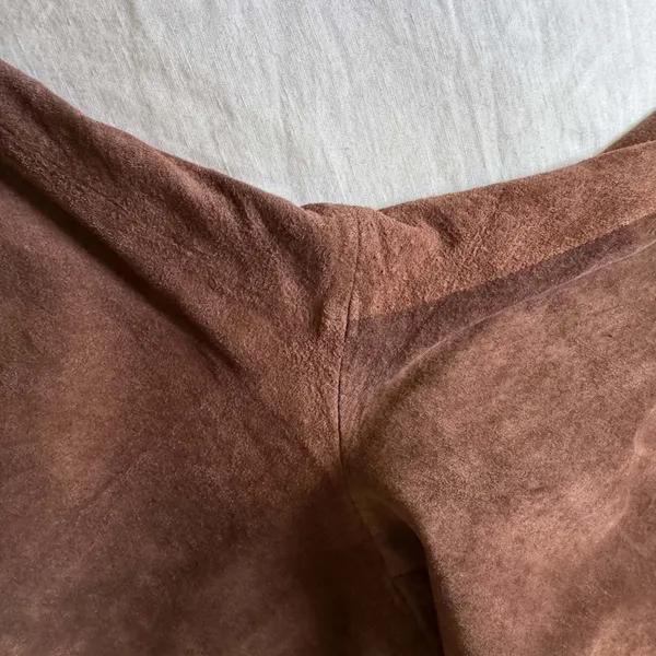 Margaret Godfrey Vintage Western Boho 70s Suede Chocolate Brown Bootcut Pants 12 - Image 11