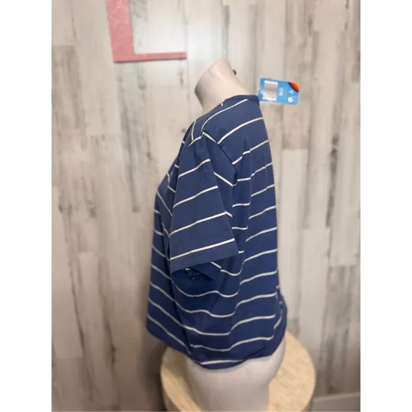 ALDI Gear Striped Crop T-Shirt Womens XL Extra Large Blue Retro NWT Camiseta - Image 5