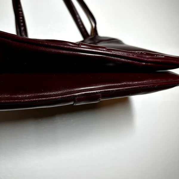 Vintage Shoulder Bag Purse Swivel Mirror Faux Patent Leather Red 12"x10"x3.5" - Image 4