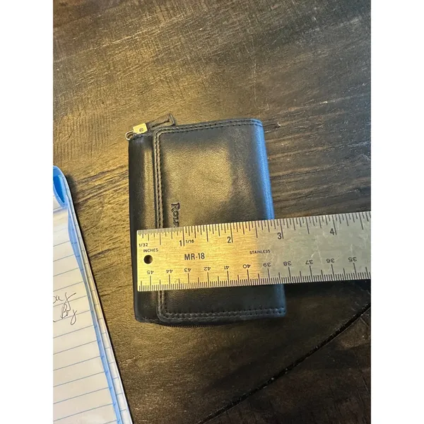 Rolfs Black Genuine Leather Trifold Wallet Zippered‎ Coin Pocket Compact Womens - Image 7