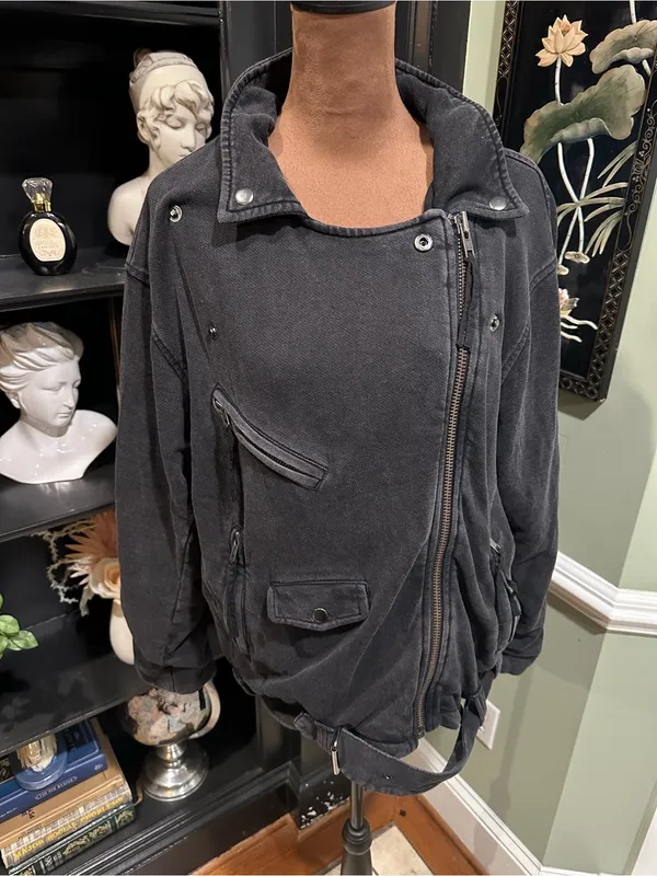Free People We The Free “Rebel” Knit Moto Jacket – Black - Image 3