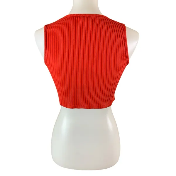 Urban Outfitters Red Ribbed Cropped Tank Top Small Y2K Stretch Knit Festival - Image 4