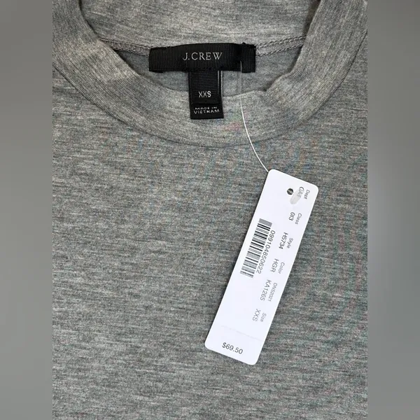 NEW J.Crew Lagenlook Minimalist Mock Neck Heather Gray Modal‎ Jersey Dress XXS - Image 10