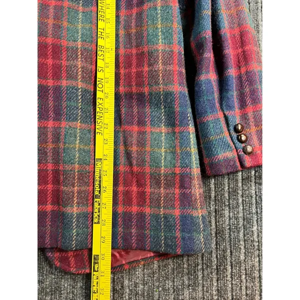 Vintage 90s LIZSPORT Blazer Women 10 Plaid Wool Shoulder Pads Tartan Jacket Fall - Image 5