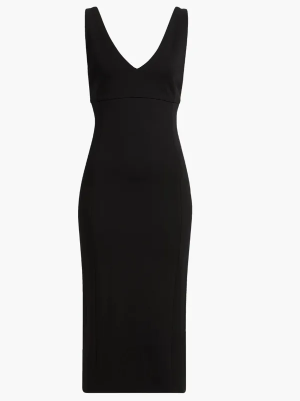 Spanx NWT $178 SPANXshape Ponte V-Neck Sleeveless Midi Dress Black Medium - Image 6