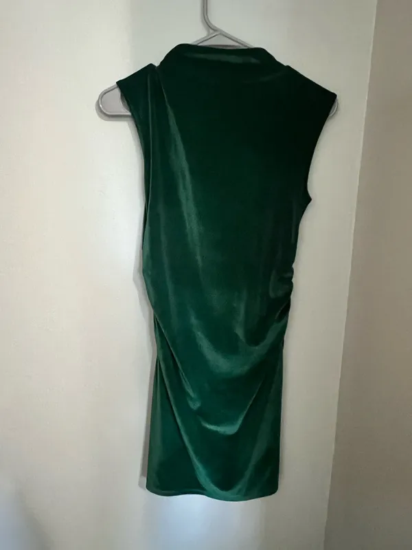 Green Velvet Mini Dress - Image 2