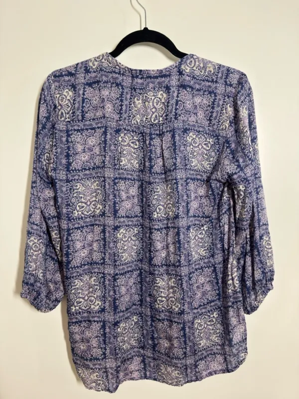 Anthropologie Lavender and Navy Paisley Button-Front Blouse - Image 2