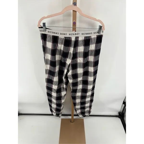 Victoria's Secret Sparkle Pajama Pants Plaid Black Pink Size S - Image 5