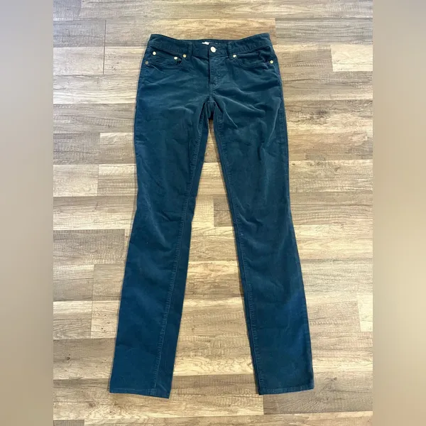 Tory Burch Woman’s Super Skinny Teal Corduroy Cotton Blend Low Rise Jeans 27 - Image 2