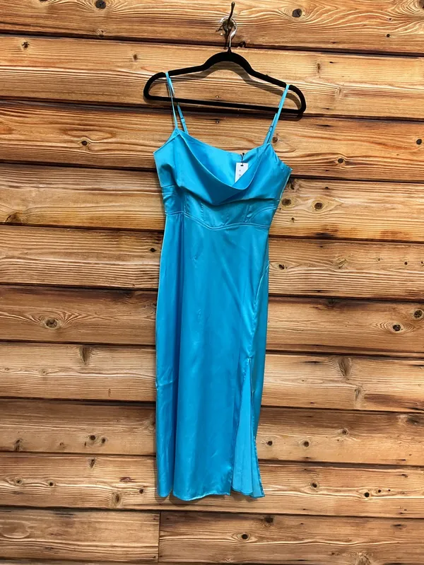 Steve Madden Size S Blue Drape Front Corset Satin Slip Dress - Image 4