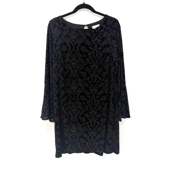 ECI Burnout Velvet Shift Dress Large Black Whimsigoth Fairy Dark Academia Witchy - Image 2