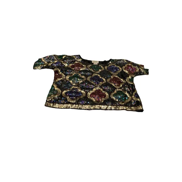 S N F‎ Silk Sequin Medallion Top And Shorts Size Medium - Image 2