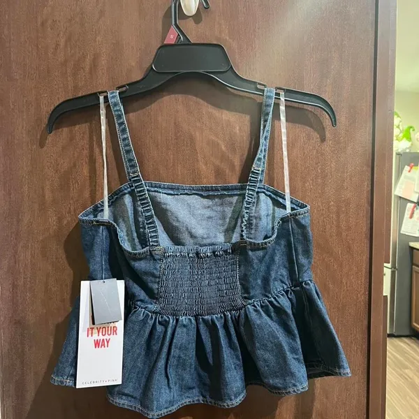 Celebrity Pink - Denim tank top with adjustable straps - Image 3