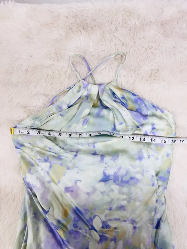 ASTR the Label Elynor Watercolor Halter Maxi Dress Medium Pastel Wedding Guest - Image 12