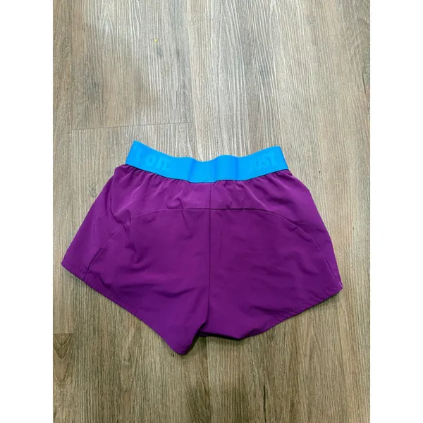 Nike Dri-FIT 2-in-1 Running Shorts Womens XS Purple Blue Just Do It Waistband‎ - Image 3