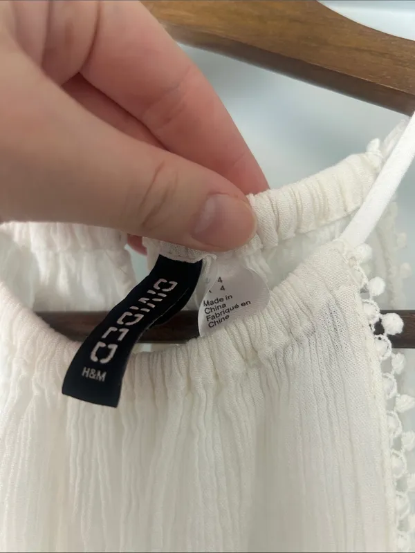H&M Cream Textured High-Neck Camisole with Pom Trim - Image 2