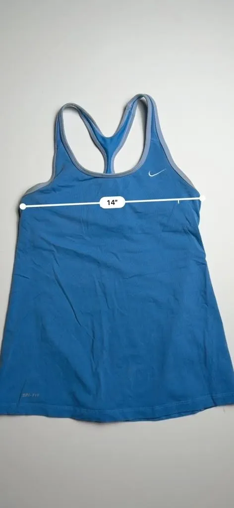 Nike Dri-Fit Women's Blue Built-In Sports Bra Athletic Tank Top - Image 3