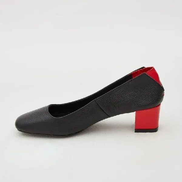 Jaggar Split Square Toe Leather Pump Black with Red Casual Everyday Size 6 - Image 6