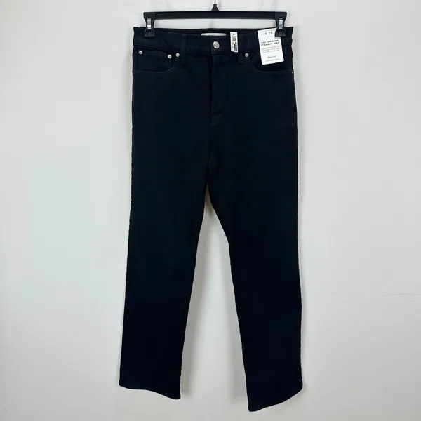 Madewell The Longline Straight Jean Black Frost Comfort Stretch Denim US 28 NWT - Image 7
