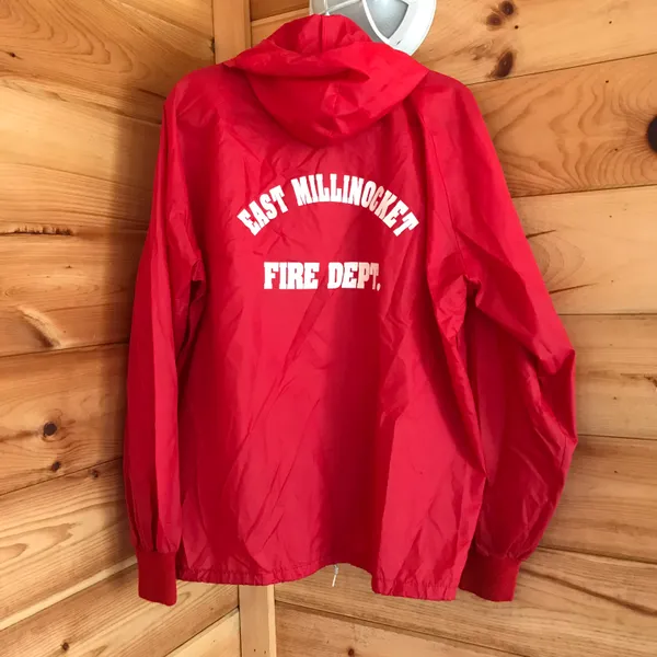 Vintage Red/White Firefighter Quarter Zip Windbreaker Jacket - Image 3