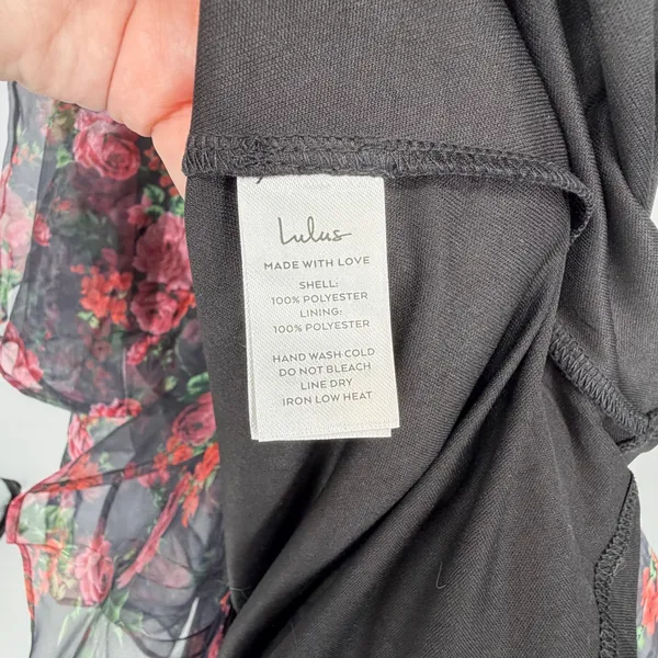 Lulus Black Floral Tiered Ruffle‎ Maxi Dress Sleeveless V-Neck Small NWT - Image 9