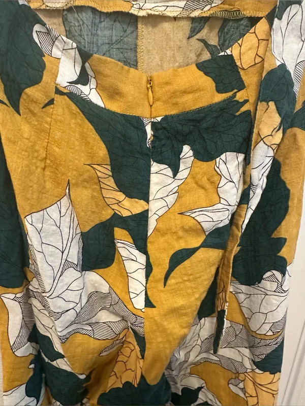 Lulus Isla Mujeres Yellow Tropical Print Tie-Back Wide Leg Jumpsuit - Image 7