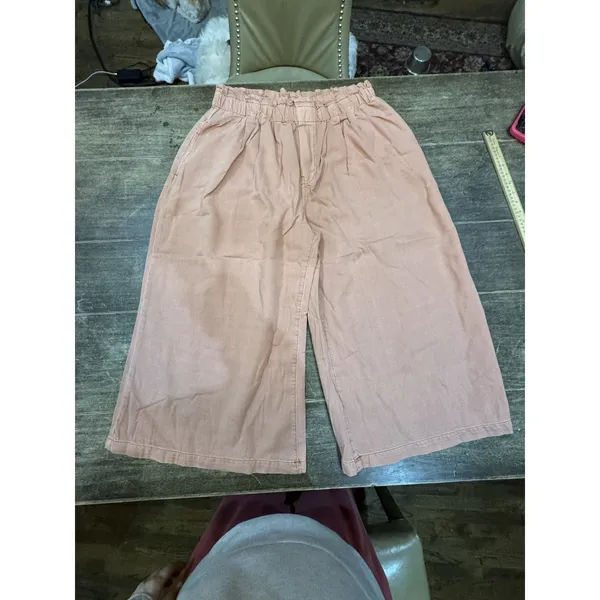 Anthropologie Pilcro High-Rise Ultra Wide Leg Crop Paperbag Peach Jean Size XL - Image 3
