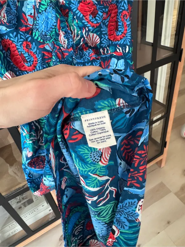 Printfresh Lola Midi Dress ruffle Nautical Tiles Seaside ocean animals fish reef - Image 7