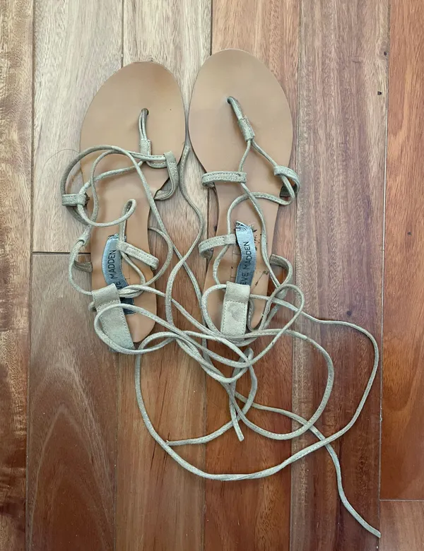 Steve Madden Lace Up Gladiator Tan Sandals - Image 2