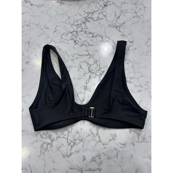 NWOT Quince Black Italian Plunge Bikini Top Size Large - Image 4