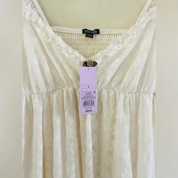 Wild Fable New Lace Dress sz L White/Prl - Image 5