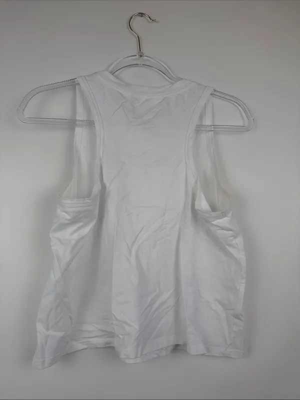 Laslulu White Crop Tops Sleeveless Workout Tank Top Racerback Cropped Flowy M - Image 5