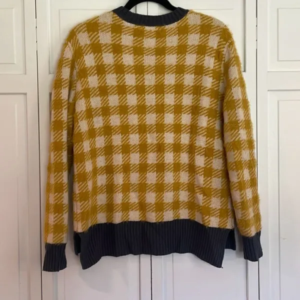 Susina yellow buffalo check cozy crewneck sweater small - Image 8