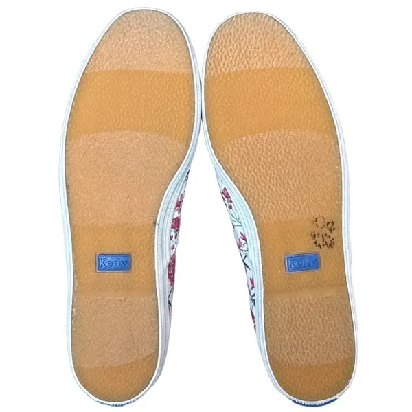 Keds Women 6.5 White Pink Floral Canvas Sneakers‎ Low Top Whimsical Feminine - Image 4