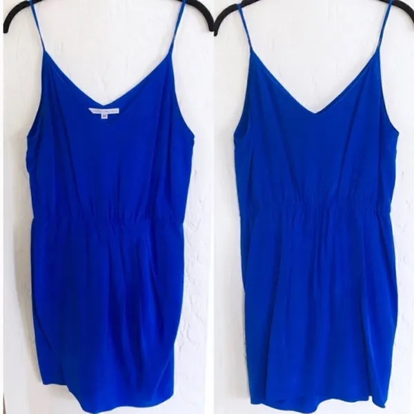 Amanda Uprichard Blue Silk Faux wrap Dress S - Image 3