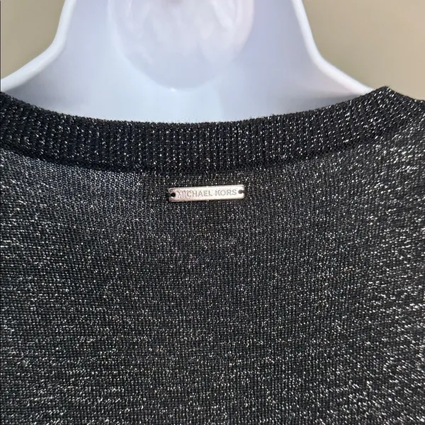 Michael Kors Metallic Sweater Dress S Black‎ Shimmer Dark Academia - Image 5