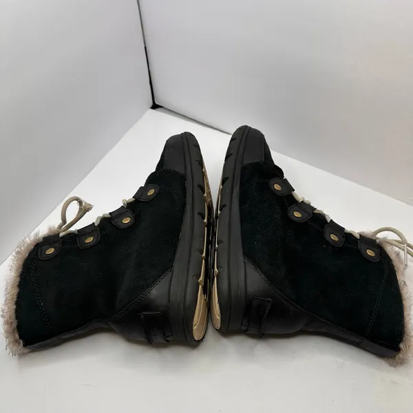 Sorel Explorer Joan Suede Winter Boots Womens Size 10 Black Faux Fur Waterproof - Image 6