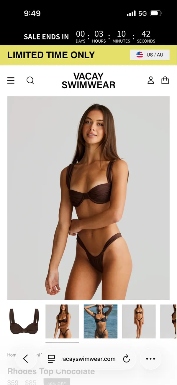 Vacay Swim Bikini Set Brown - Image 2
