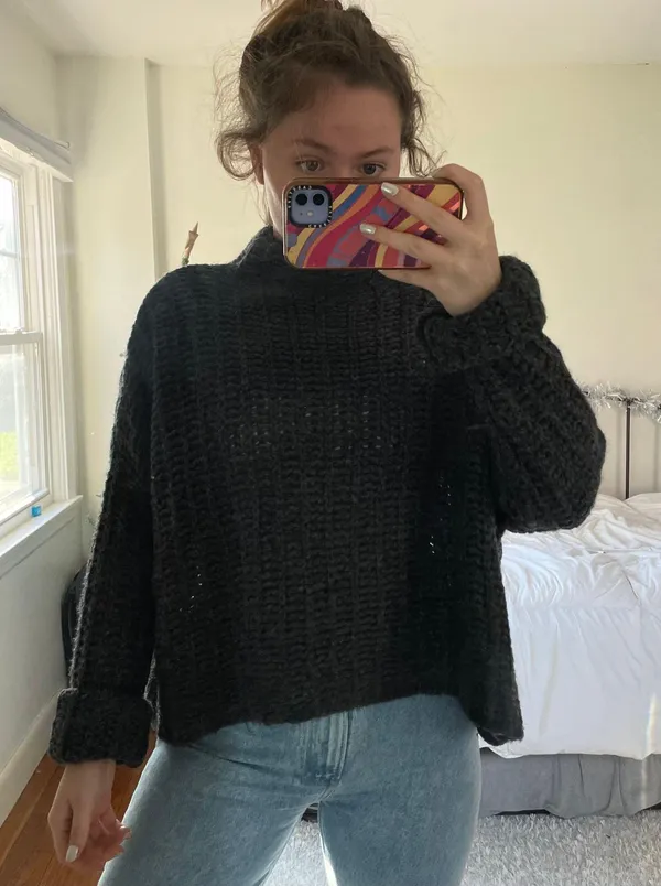 Aerie Dark Gray Chunky High Neck Oversized Sweater - Image 2