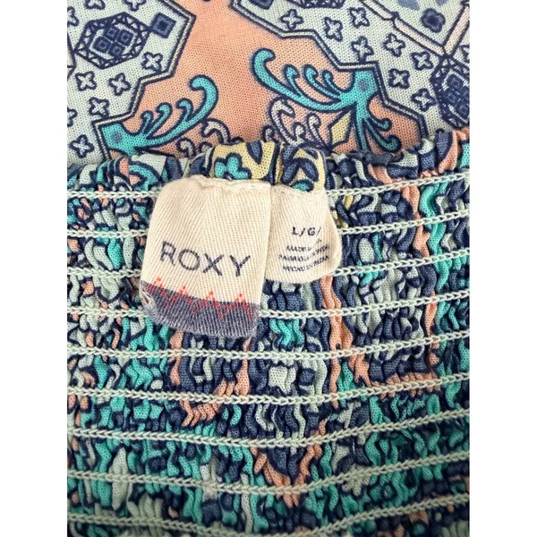 Roxy Dance to the Beat Sundress Womens S Paisley Crochet Blue Coral Pockets Boho - Image 9