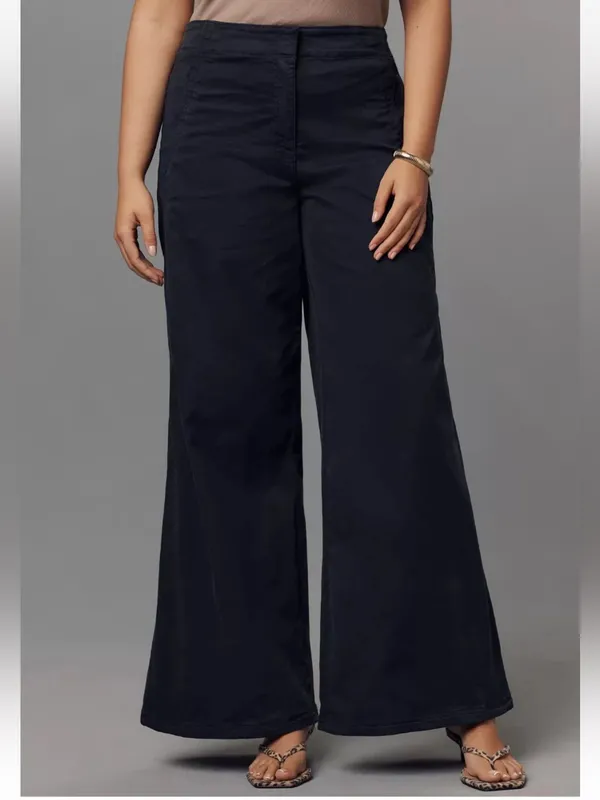 Anthropologie Maeve Scallop Wide-Leg Pants Size 24 Black - Image 2