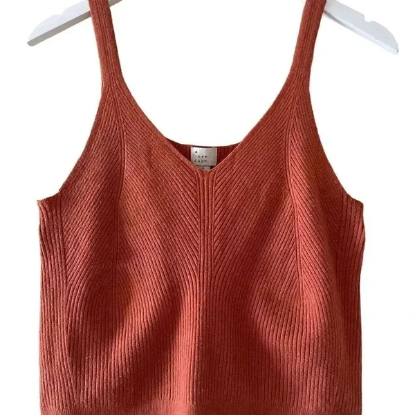 A New Day Burnt Orange Cropped Knit V-Neck Sleeveless Womens’ Tank Top L # 1507 - Image 11