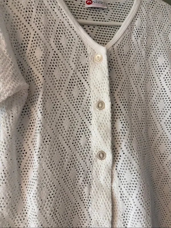 White Crochet Swim Coverup Top - Image 2